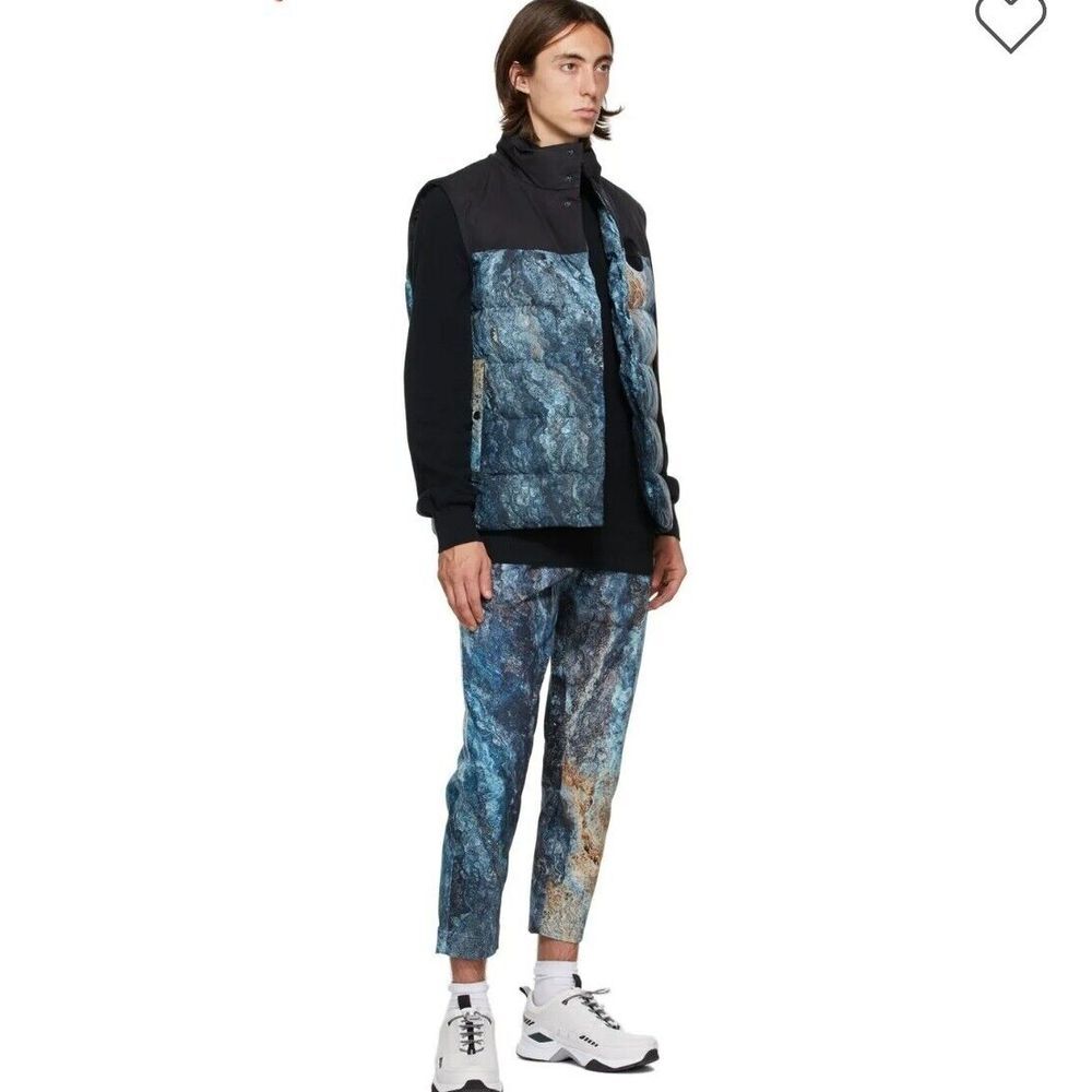 NWT Hugo Boss Blue Marble‎ Abstract Multicolor Trousers Crop Pants Sz 31x34 Y2K